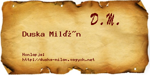 Duska Milán névjegykártya